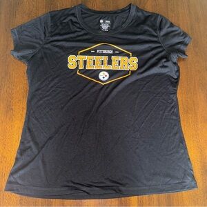 NFL Team Apparel Pittsburgh Steelers Black‎ Gold Badge T-Shirt Size XL